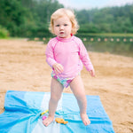 Ruffle Snap Reusable Absorbent Swimsuit Diaper-White Zinnia