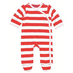 Photo 1 Side Snap Footie - Red Rugby Stripe