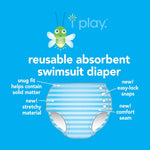 Snap Reusable Absorbent Swimsuit Diaper-Royal Blue Turtle Journey