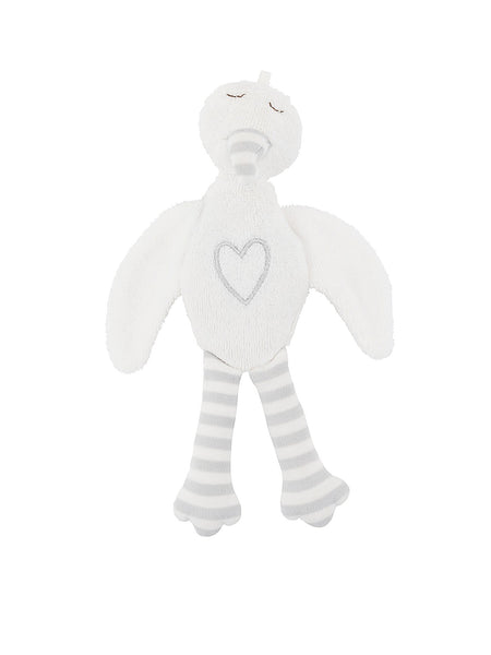 Stuffed Stork Plush Animal Toy - Grey Embroidery