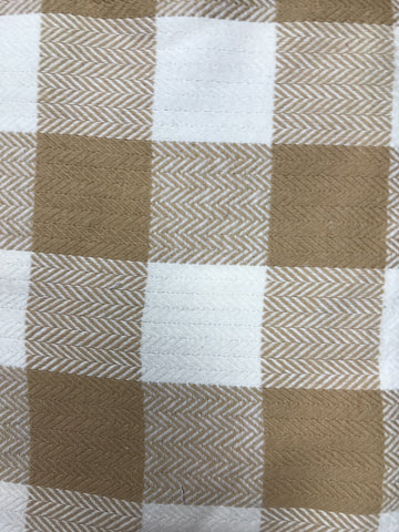 Tan Checkered Pattern Flannel Fabric - 3 yds.