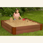 Tool-Free Classic Sienna 4ft. x 4ft. x 11in. Composite Square Sandbox Kit - 1" profile
