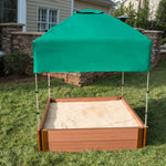 Tool-Free Composite Square Sandbox Kit with Telescoping Canopy/Cover - 4' x 4'